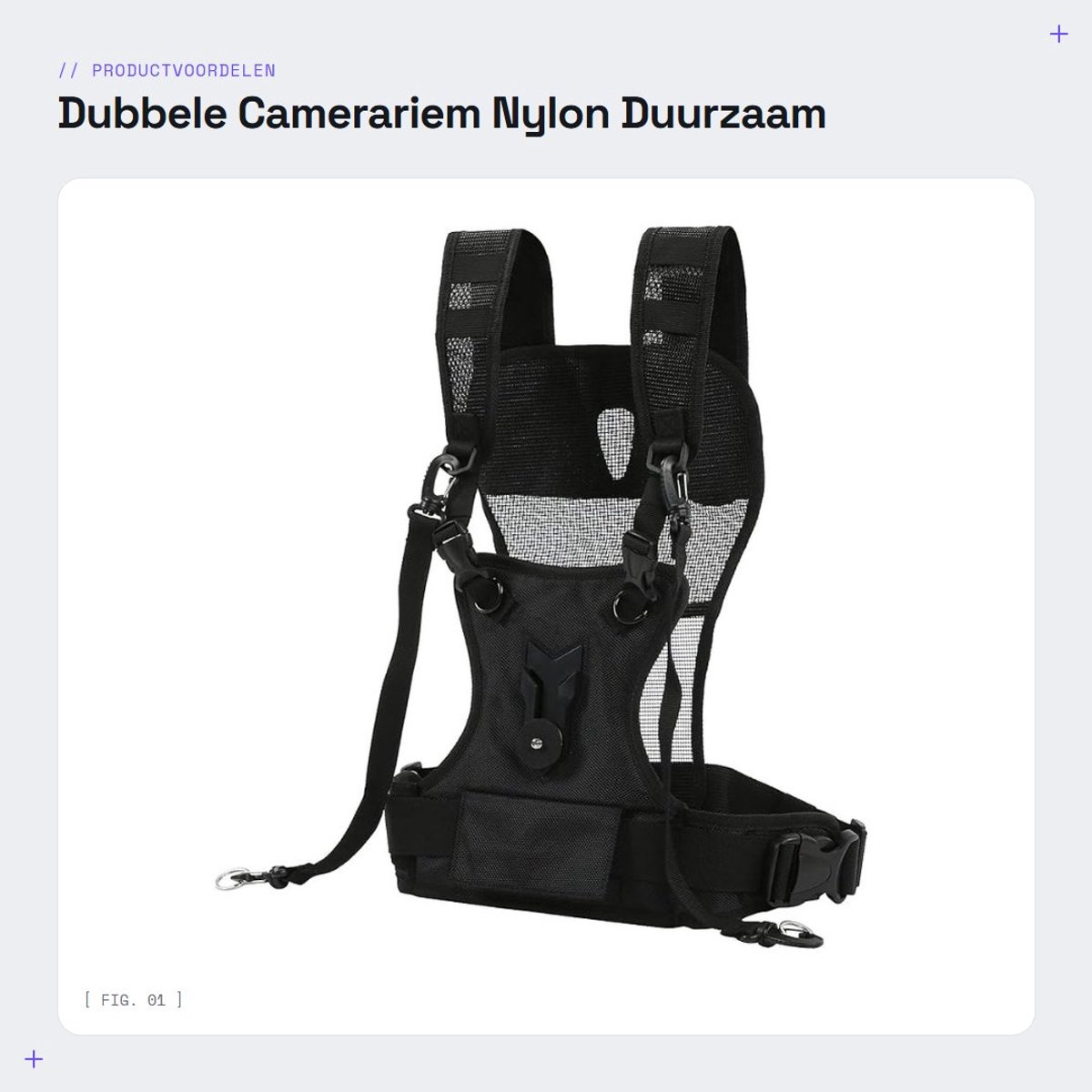 Dailygoods- Camerariem Dubbel Nylon - Verstelbaar - Ademend - Comfortabel - Duurzaam - Beveiligd Cameravergrendelingssysteem - Camera Strap