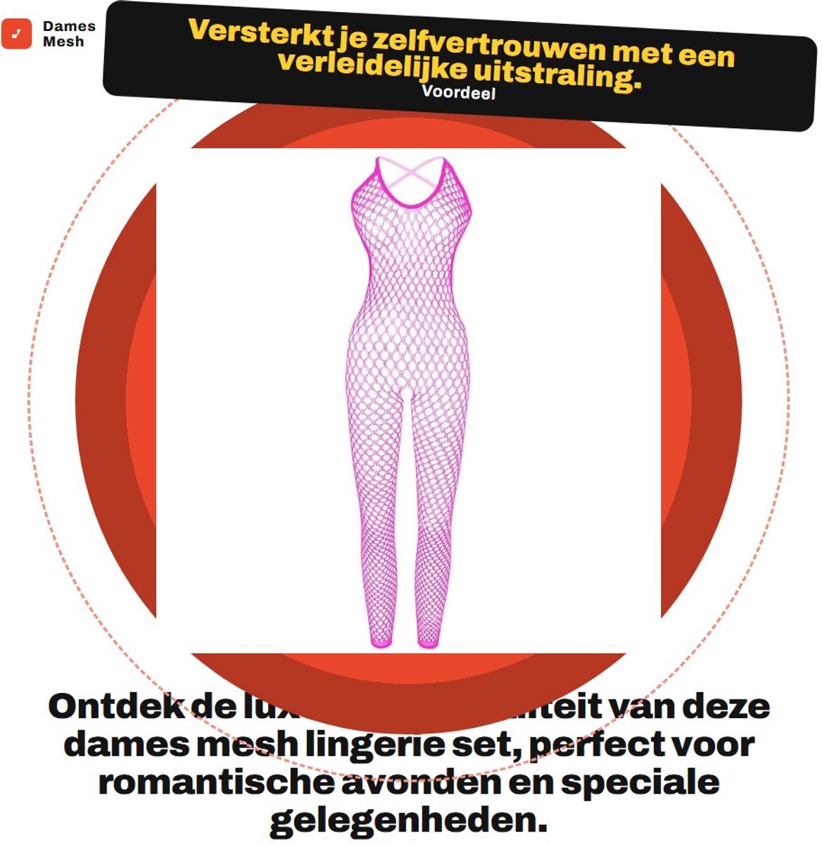 Dailygoods- Lingerie Set Eendelige Mesh Bodysuit - Sensueel Ondergoed - Nachtkleding - Huwelijksnacht - Valentijnsdag - Zacht en Comfortabel - Babydoll