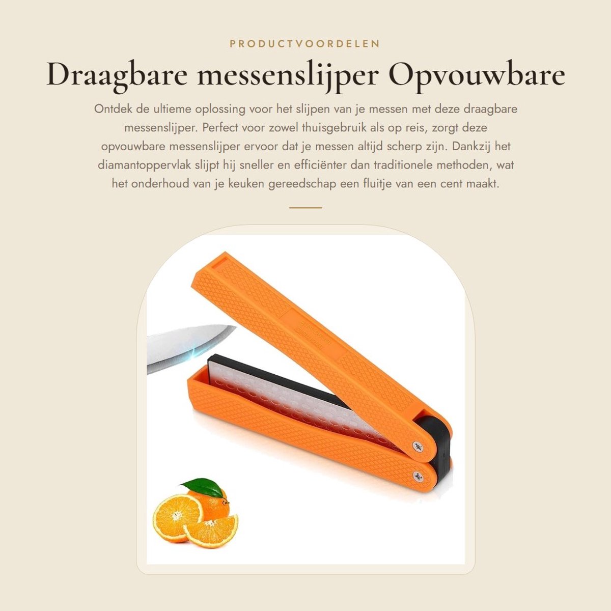 Dailygoods- Messenslijper Draagbaar - Opvouwbaar - Antislip Diamantslijper - Veilig Gebruik - 12,5 cm - Voor Kampeer/Huiskeuken - Slijper