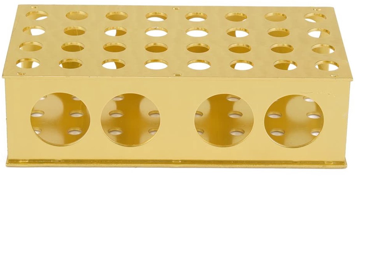 Dailygoods- Reageerbuisrek Aluminium - 32 Gaten - 8/12,3/18/30mm - Duurzaam - Laboratorium Tool - Hoogwaardige Afwerking - Buizenrek