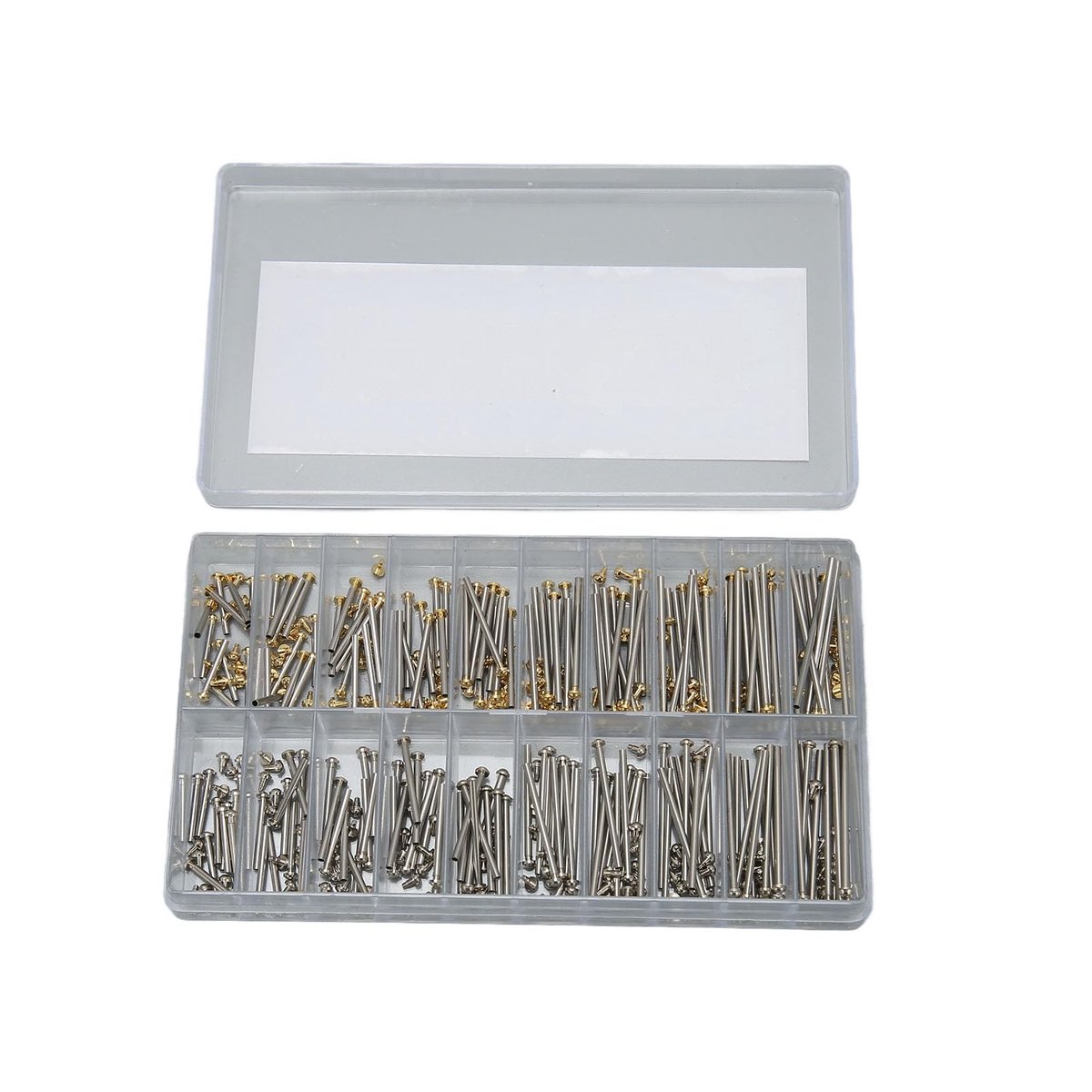 Dailygoods- Horlogebandpennen Professionele 200 Stuks - Opbergdoos - 10 Maten - 1,3 Mm Breedte - Multi-doeleinden - Reparatiehelper - Horlogeaccessoires