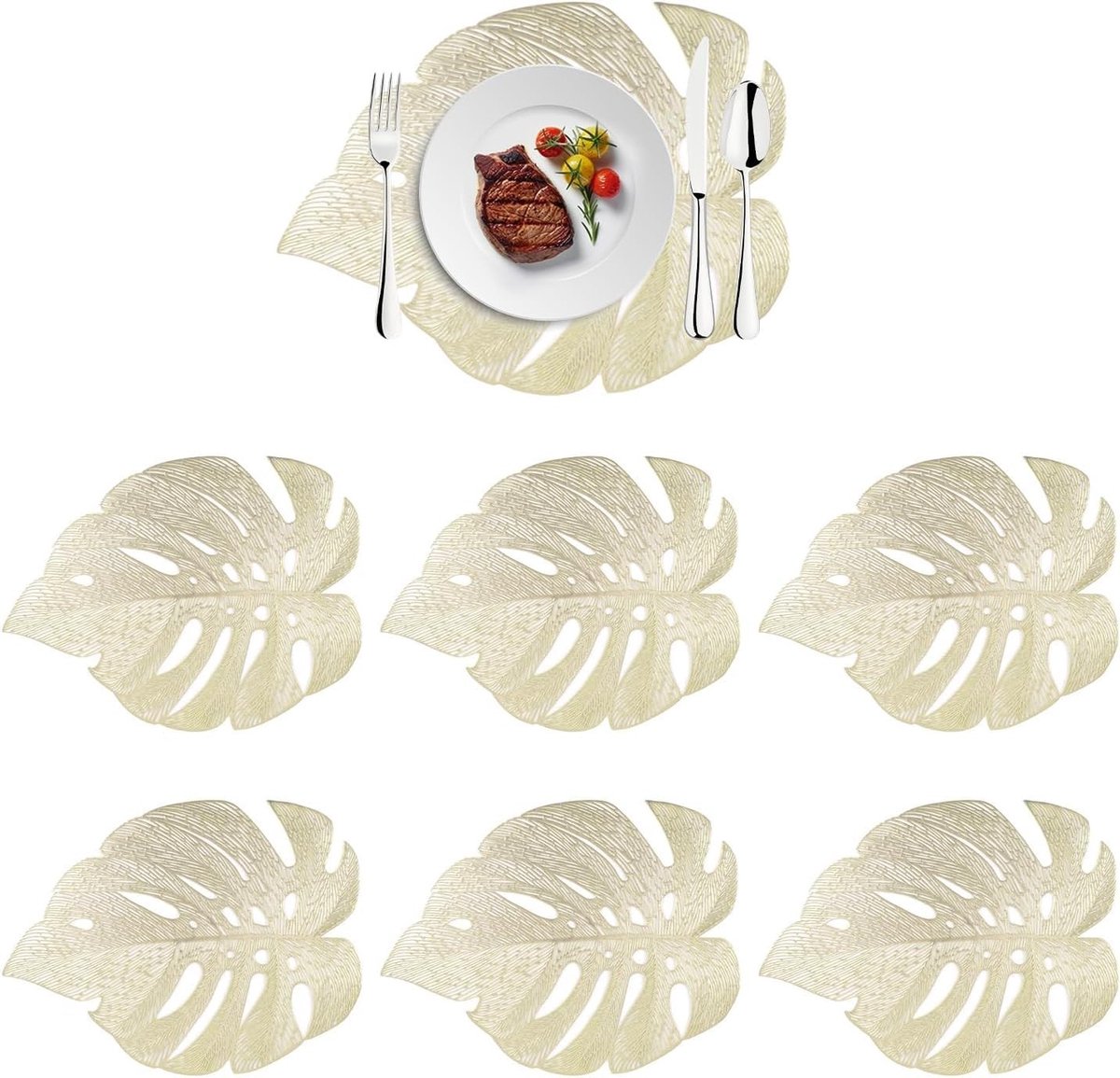 Dailygoods- Placemat Hittebestendig - Isolatie Placemat - Bladvorm - PVC - 6 Stuks - 33x45cm - Tafelmat