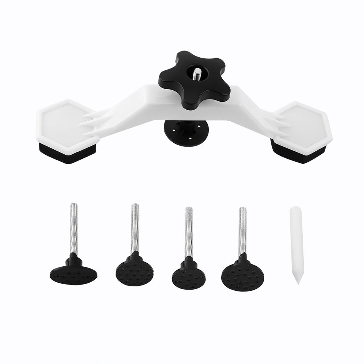 Dailygoods- Deukkit voor Auto - Inclusief 1 Brugtrekker/1 Stylus - 5 Lijmlussen - Antislip Zuignap - Voor Schadeherstel Zonder Verf - Zwart/Wit - Deukrepairset