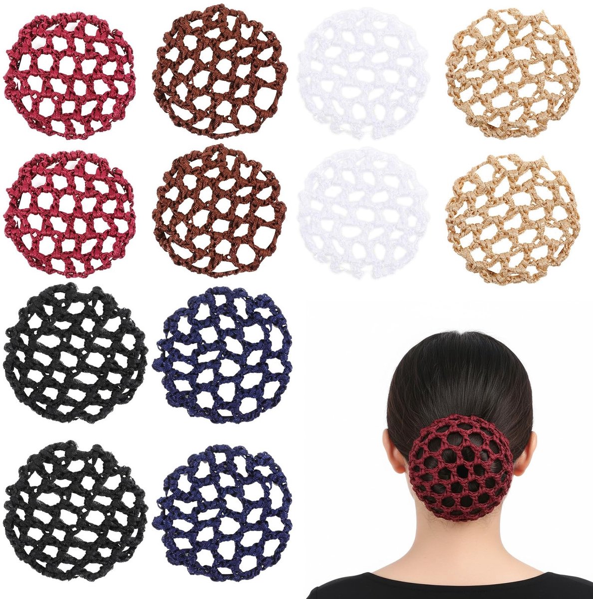 Dailygoods- Haarnetten 12 Stuks - Gevlochten Bunnetjes - Balletnet - Knoopnet - Hulpstof - Materiaal Touwmateriaal - Geschikt voor Vrouwen en Meisjes - Knotnet