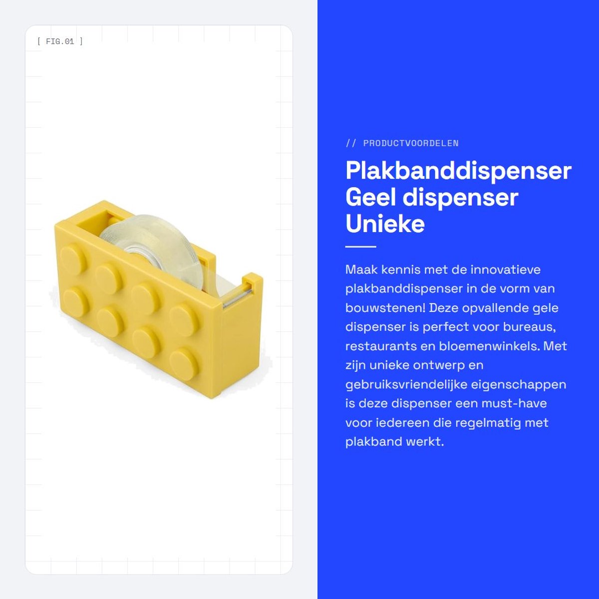 Dailygoods- Plakbanddispenser Geel - Tape Dispenser - Snel Snijden - Draagbaar - Polypropeen - Unieke Vorm - Plakbandhouder