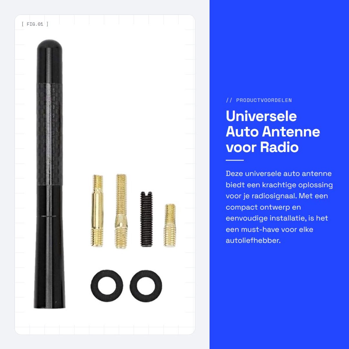 Dailygoods- Auto Antenne Hoog Rendement - Universele Antenne - Vervanging voor Radio Antenne - Antenne voor Smart Car - Sterk Signaal - Laag Energieverbruik - Radioantenne