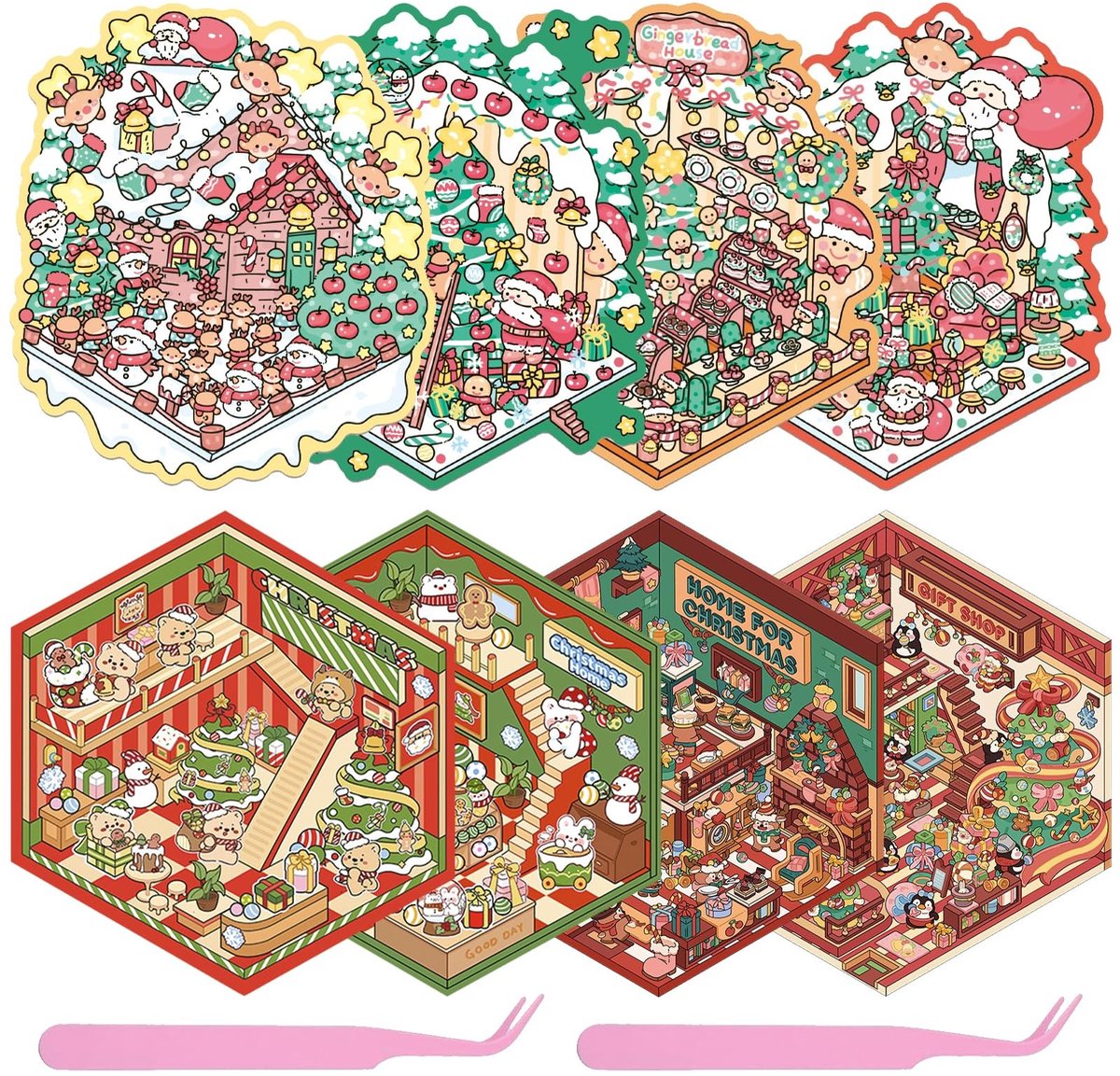 Dailygoods- Scènestickers Set van 8 - 3D-Stickers - DIY Stickerset - Decoratie voor Thuis 