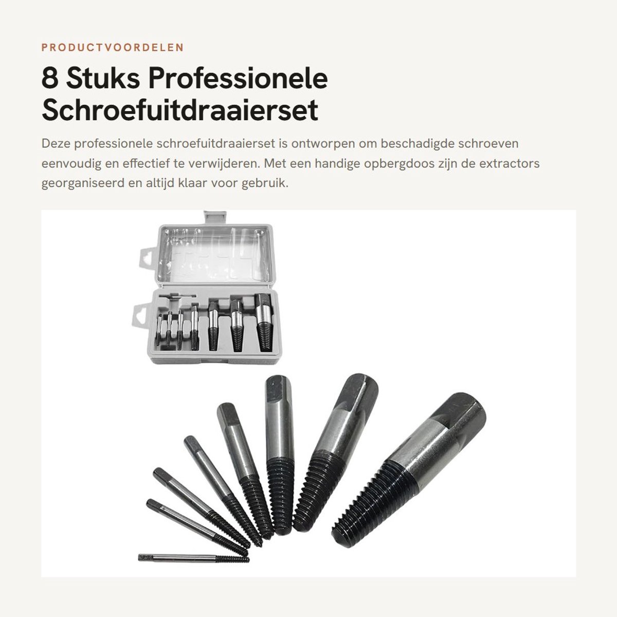 Dailygoods- Schroefuitdraaierset Professionele 8 Stuks - Schroefverwijderaar - Opbergdoos - Gemaakt van Koolstofstaal - Duurzaam - Gebruiksvriendelijk - Schroefextractor