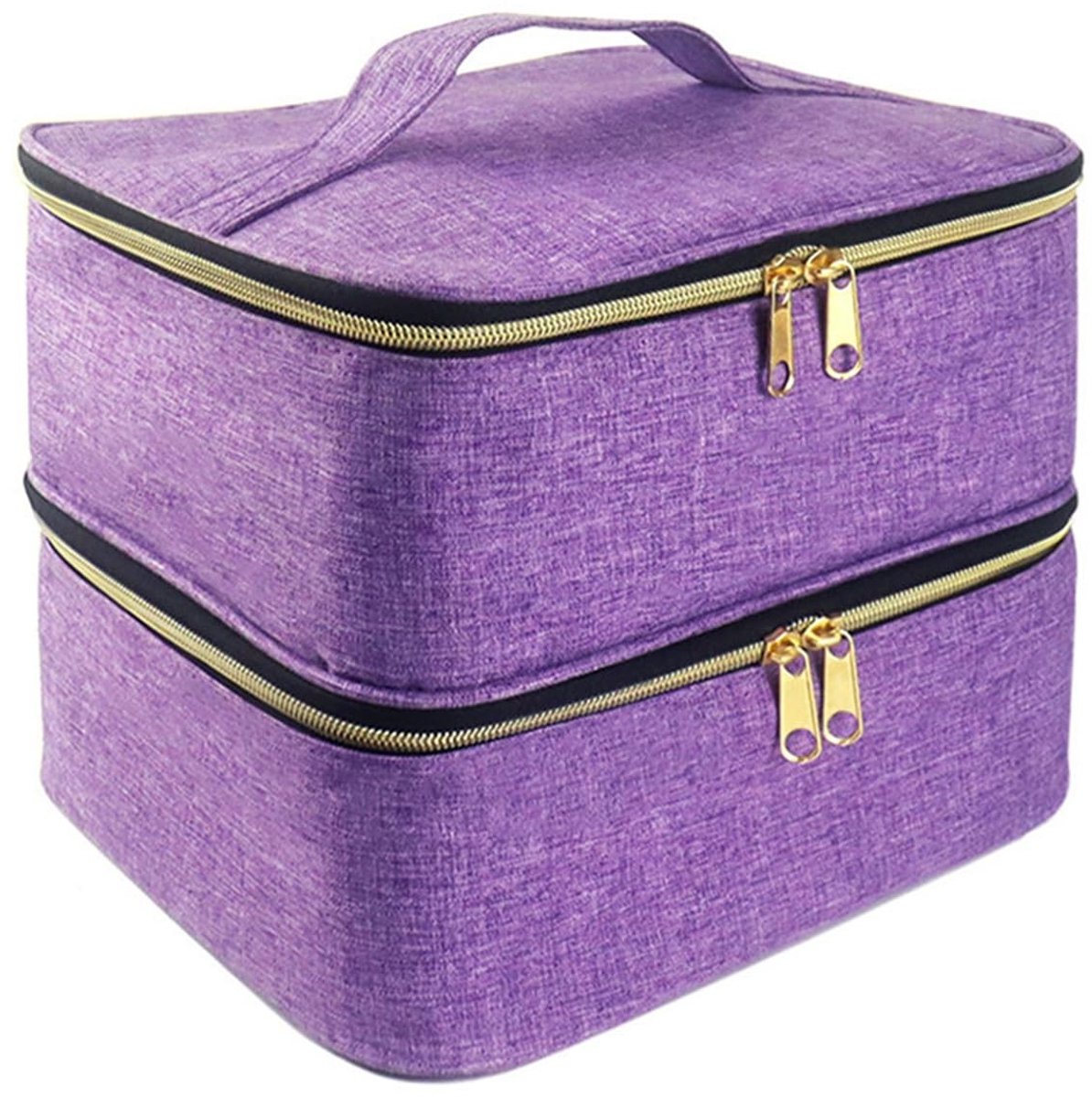 Dailygoods- Nagellak Organizer Dubbellaags - Opberghouder voor 30 Flessen - Verstelbaar Compartiment - Make-up Organizer - Handige Reistas - Stevig Handvat - Nagellak Tas