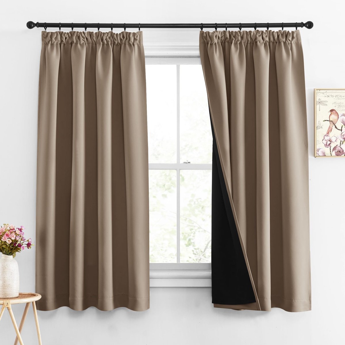 Dailygoods- Gordijnen 100% Verduisterend - Gordijnen Kant en Klaar 2 Stuks - Thermische Isolatie - 140x145cm - Polyester - Zacht en Comfortabel - Verduisteringsgordijnen