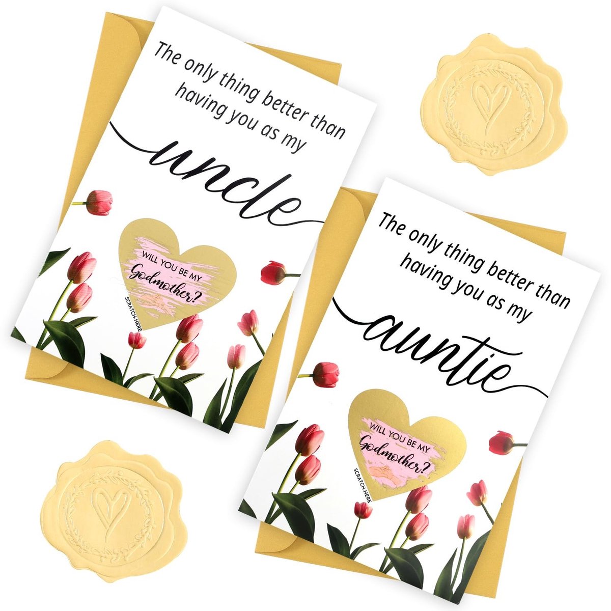 Dailygoods- Aanzoekkaart Creatief - Peetouders Verzoekkaarten - Karton - Diverse Kleuren - 20,5 x 13,5 cm - Inclusief Enveloppen/Stickers - Verzoekkaart