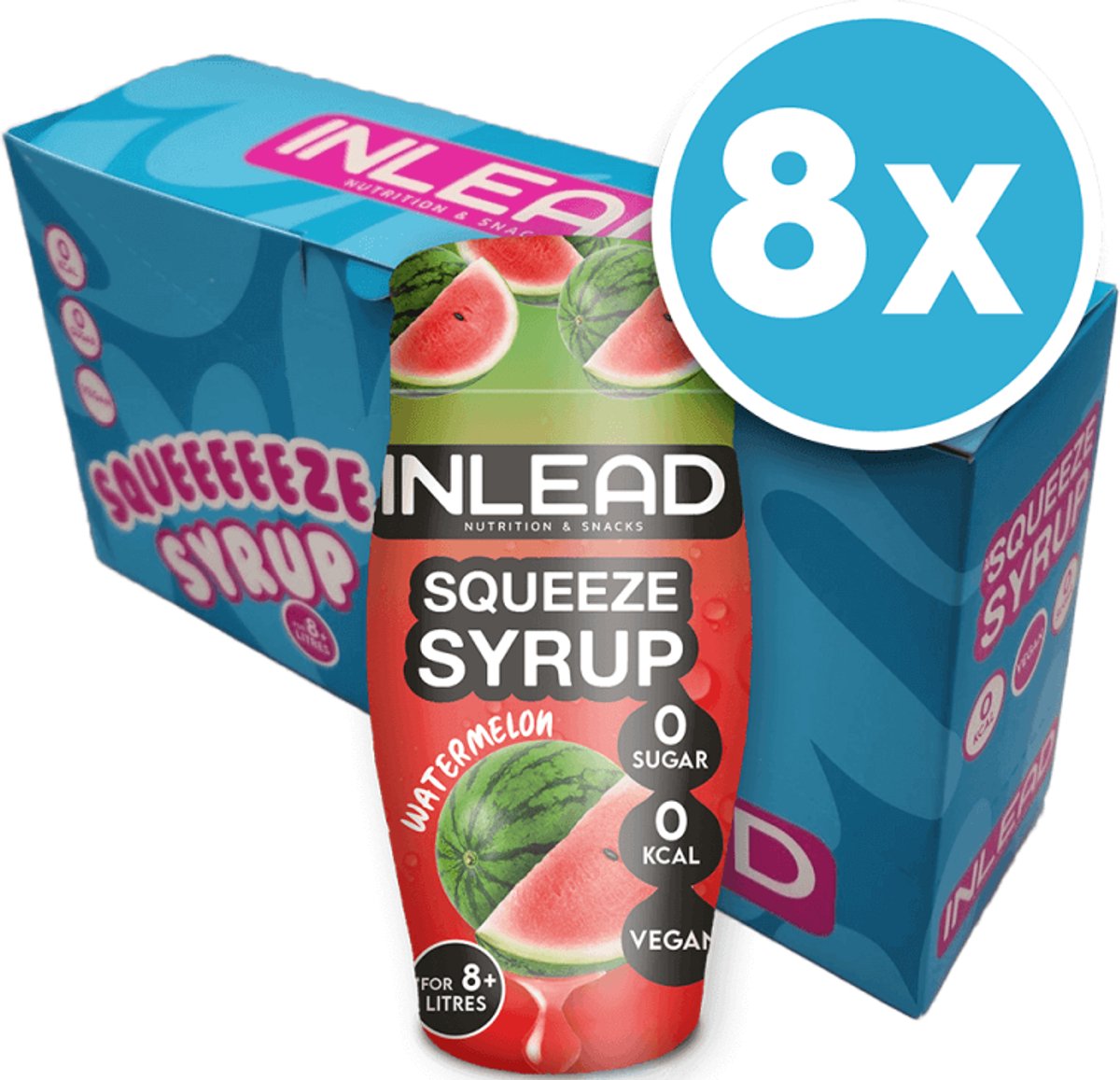 Inlead Squeeze Syrup (8x65ml) Watermelon - Functionele voeding - Smaakstoffen/zoetstoffen