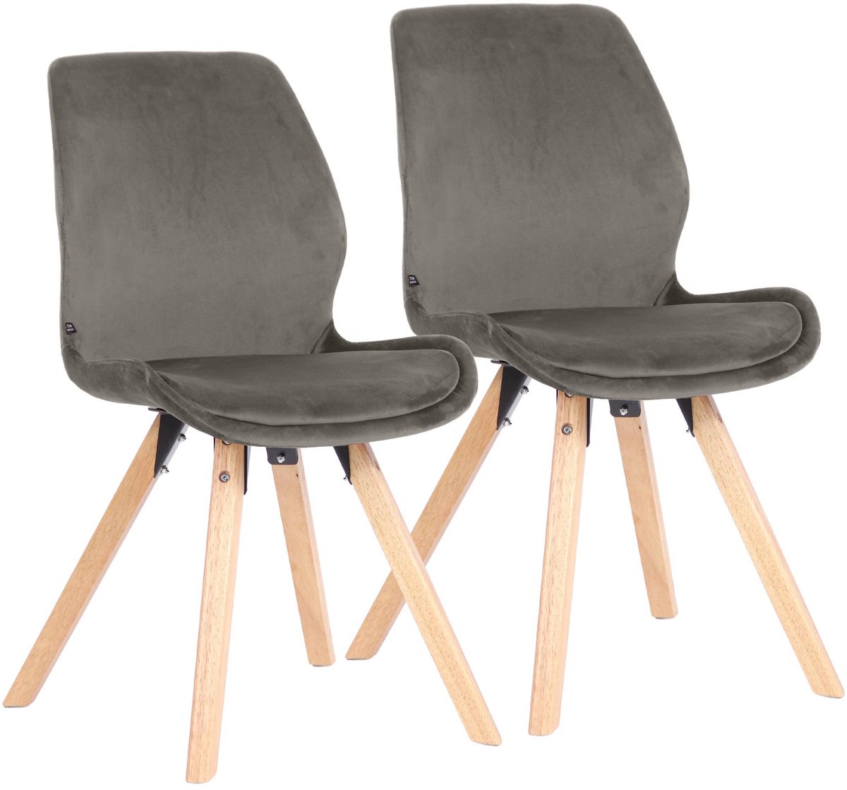 CLP Luna Set van 2 Eetkamerstoel - Modern - Rugleuning - 136 kg - Fluweel/grijs