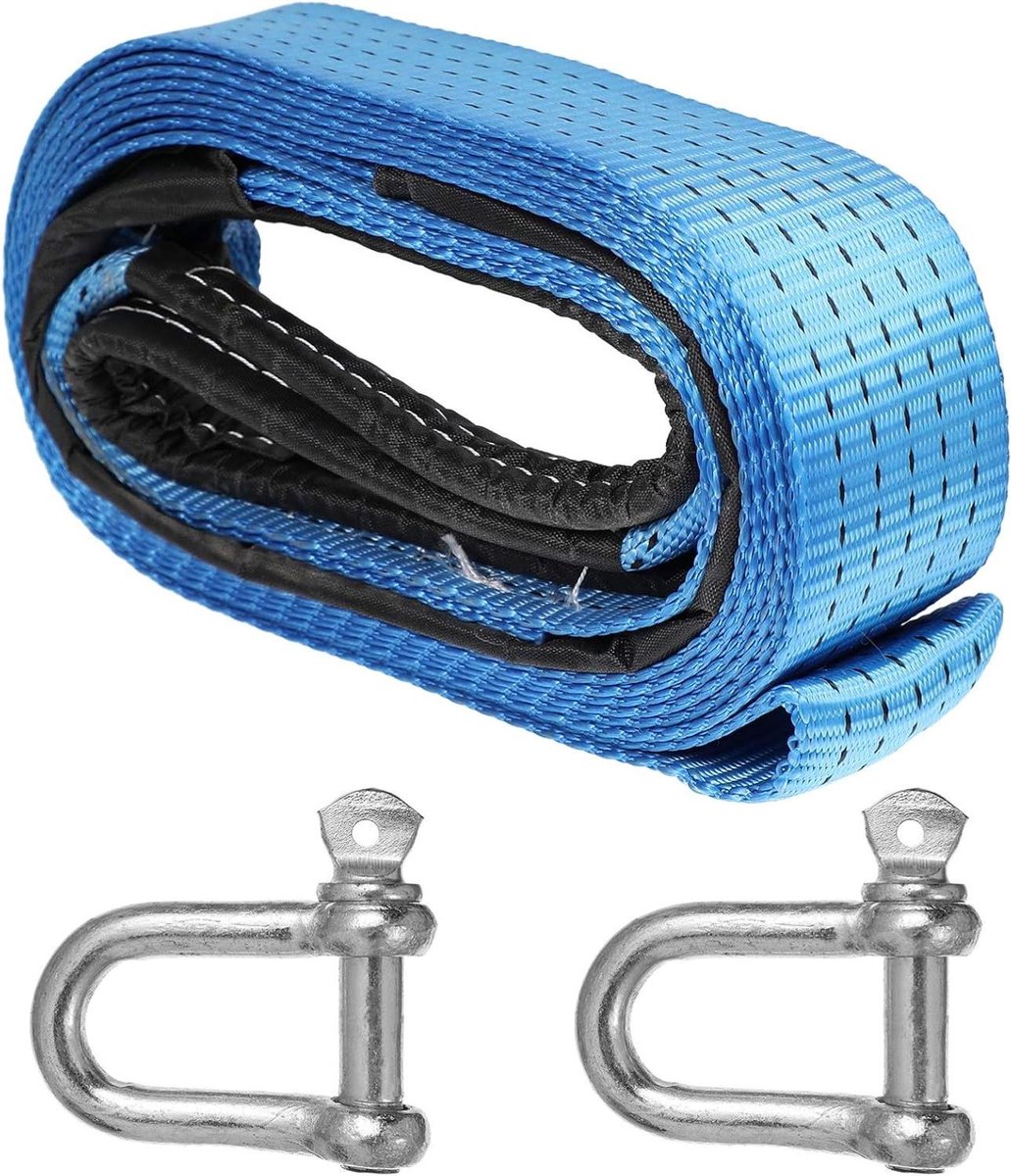 Sleepriemen Set - Nylon Trekriemen - Voertuigen Hulp - Reflecterend Ontwerp - 300x5cm - Blauw