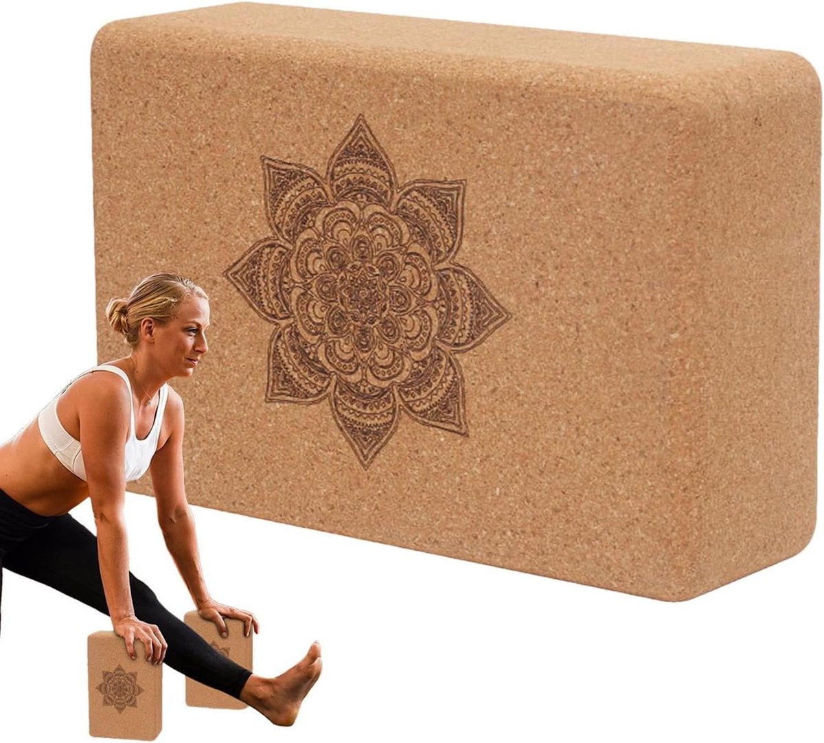 Bloemen Yoga Oefenblok | Professionele Rekblokken Trainingsblokken Natuurlijke Kurk Yogastenen