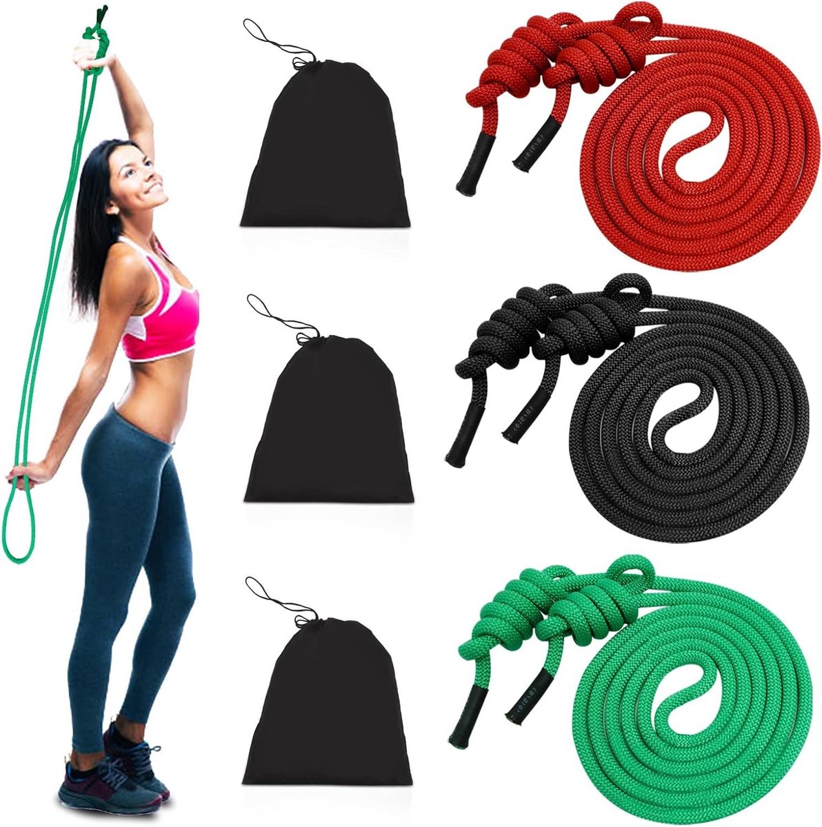 Oefentouwen Set - Fitness Touwen - Full Body Workout - Verstelbare Lengte - 3 Stuks 2.7m - Multicolor