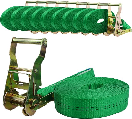 10x TrutzHolm® Ratelsjorband Spanband 1-delig 6m 2t 2tot 2000kg TÜV/GS GREEN