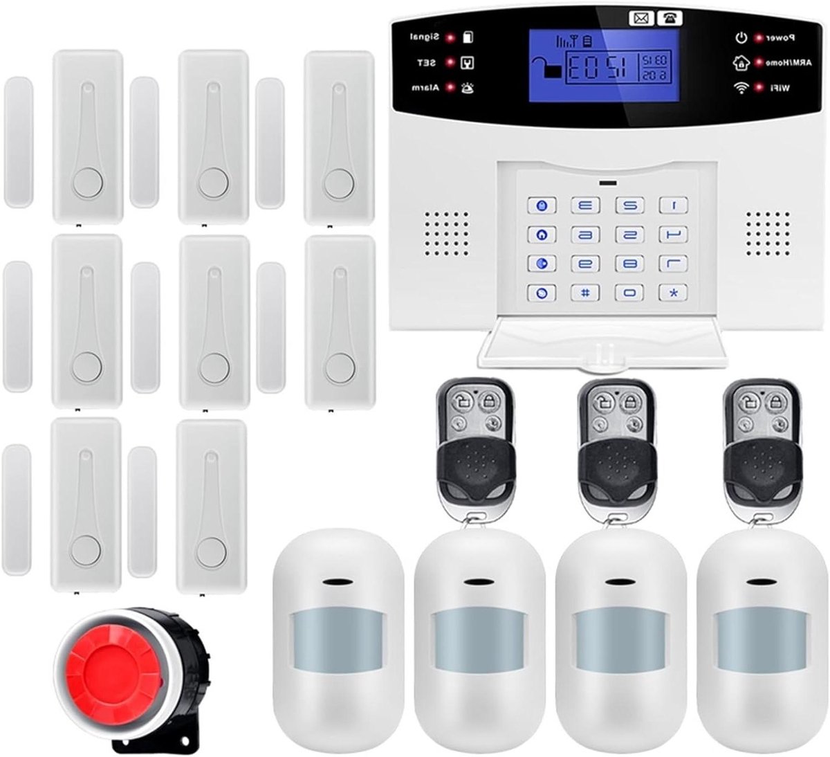 Smart Alarm Systeem - Draadloos GSM Alarm - Huis Beveiligen - Ingebouwde Batterij - 100dB Sirene - Wit