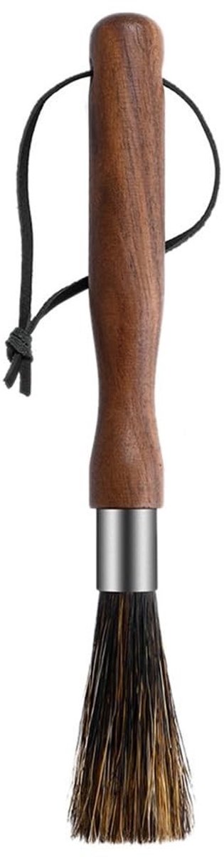 Aladdien Premium espressomachine reinigingsborstel Natuurlijke everzwijnharen Ergonomisch handvat Walnoot Koffiedik verwijderen Geschikt