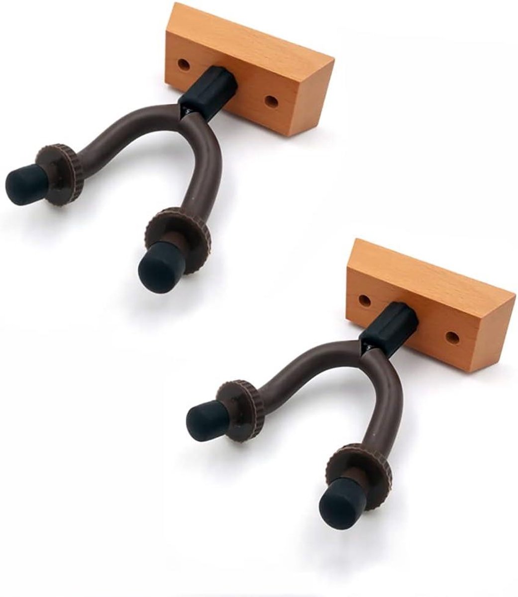 Gitaar Wandhanger - Muziekhaak - Instrument Opslag - Zachte Bescherming - 2 Stuks - Houtkleur