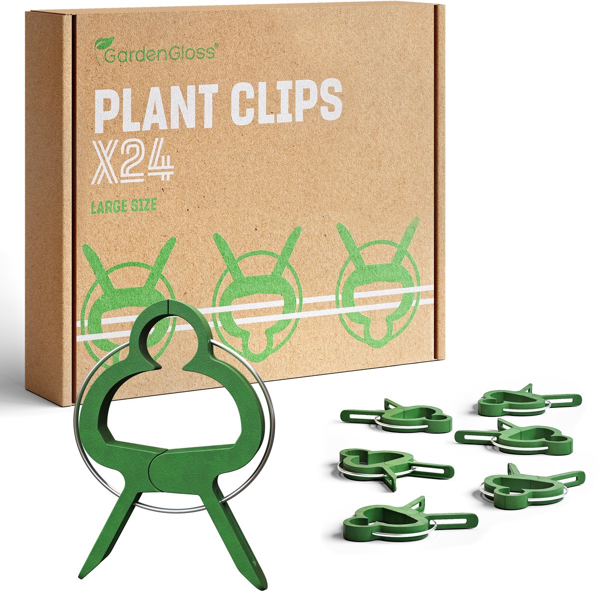 GardenGloss® 24 Plantenclips voor Klimplanten - Maat L - Plantenklemmen voor Tomaten, Rozen, Komkommers en Andere Klimplanten - Stevige Plantenclips