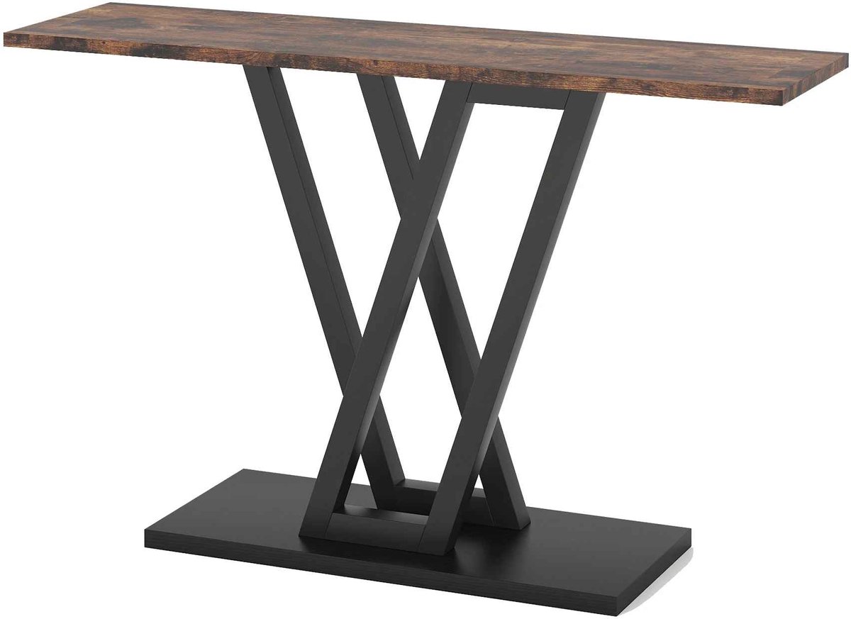 C. , R. E. CORE Consoletafel - V-vormige entreetafel - Haltafel - Gangtafel - Bijzettafel - Industrieel design - 110x30x80cm - Zwart en bruin