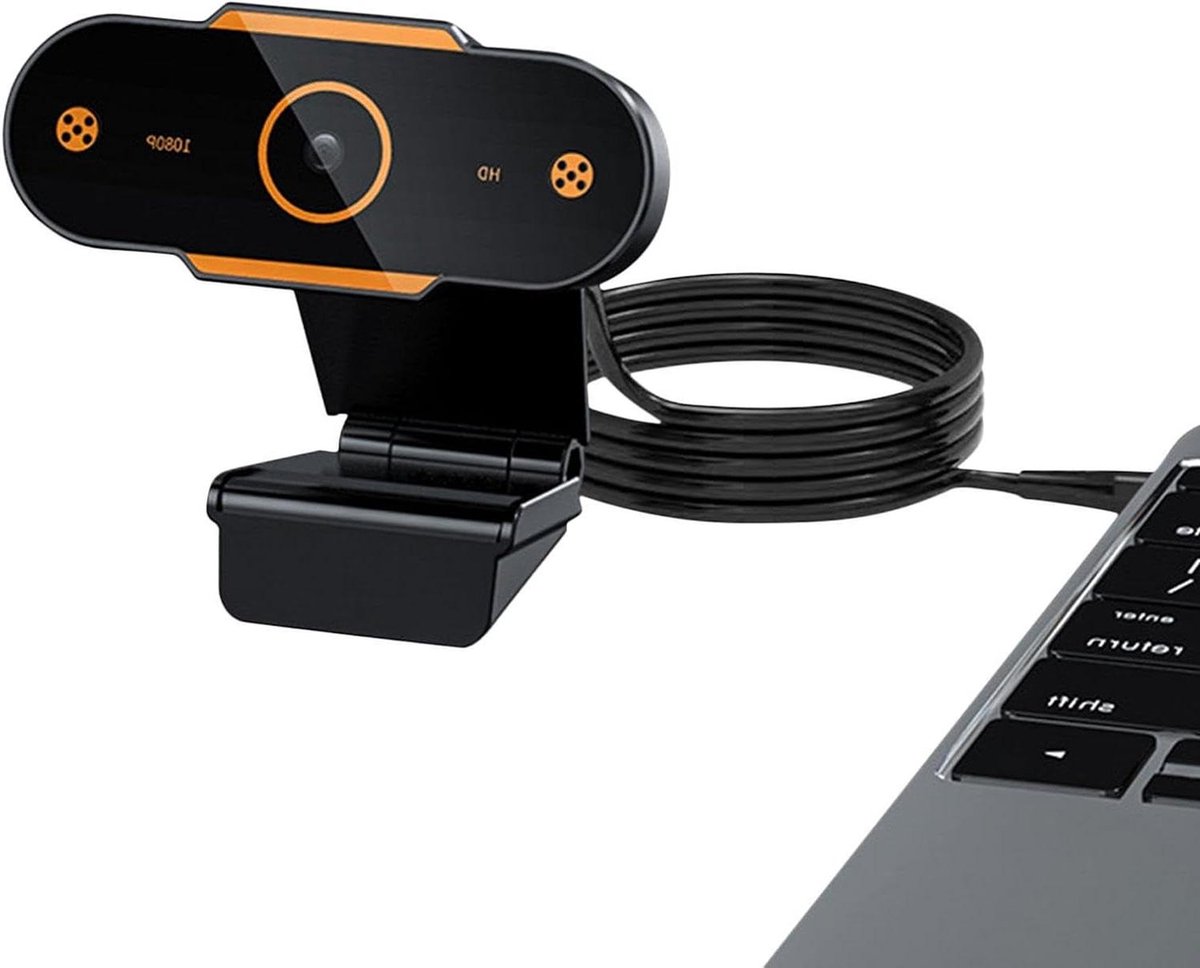 Webcam met Microfoon - Laptop Camera PC - Videobellen - Automatische Focus - 1080p - Zwart