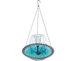 Vogelbad met Fontein - Drinkfontein Vogels - Vogels Voederen - Zonne-energie Werking - Ophangbaar - Grijs