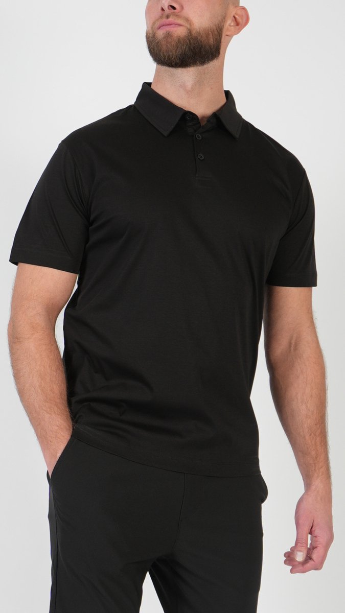 BASKO - POLO - KORTE MOUWEN - ZWART - MAAT XXL