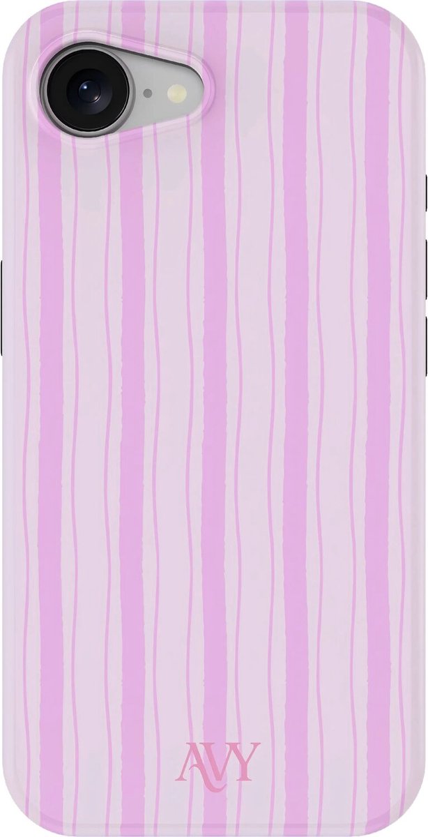 AVY Hoesje geschikt voor Apple iPhone 17e / 16e | Pink Horizon | Strepen | Roze | Hard Shell Back Cover | Compatibel met MagSafe & Qi2