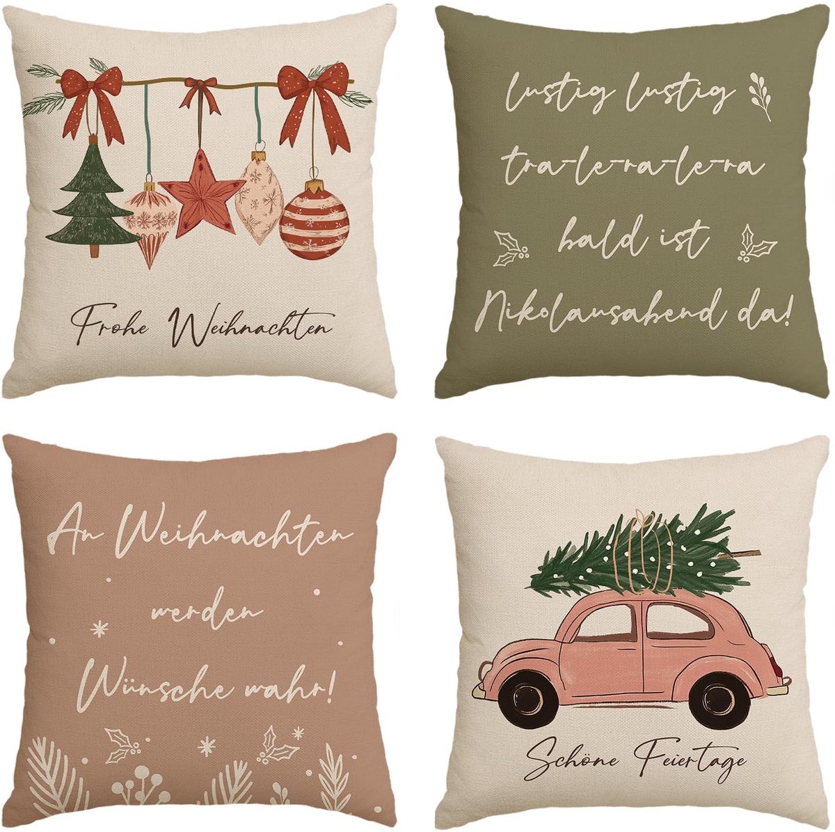 aladdien - Decoratieve Kussenhoezen - Set van 4 - Modern en Warm - 40 x 40 cm - Geschikt voor Auto en Woonkamer - Roze