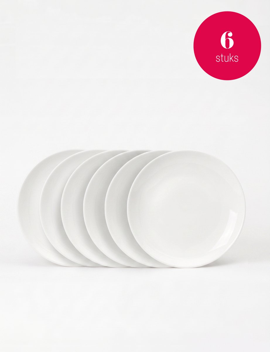 vtwonen Ontbijtborden - Serviesset - Wit - Borden - Bordenset van 6 - 20cm