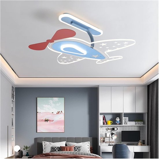 Plafondlamp Kinderkamer - Vliegtuig Lamp - Decoratieve Verlichting - Oogbeschermend Acryl - 50 cm Diameter - Blauw — afbeelding 2
