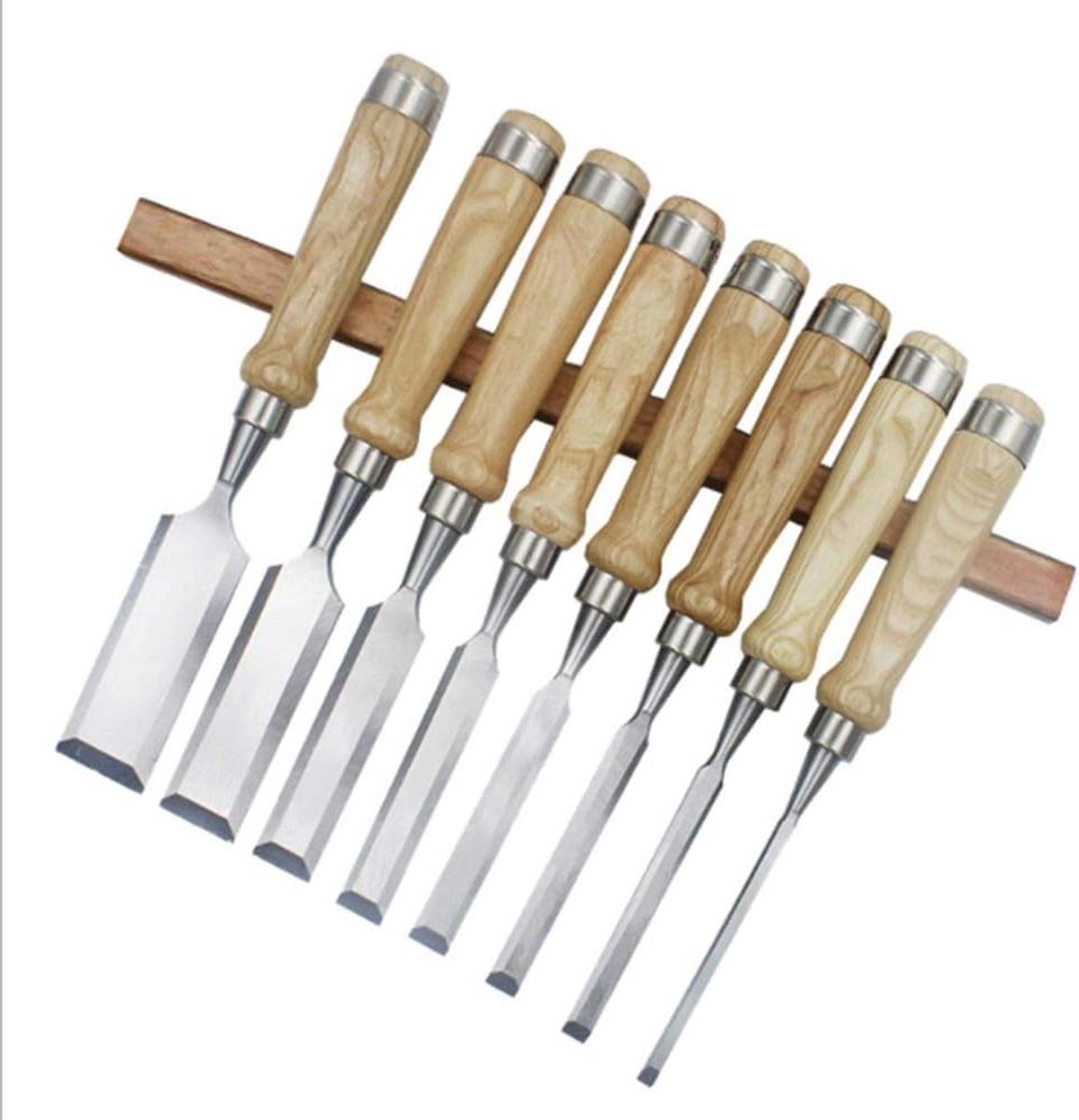 Houtsnijbeitel Set - Guts Houtbewerking Gereedschap - Houtsnijwerk Projecten - 8 Verschillende Vormen - 8 Stuks - Hout