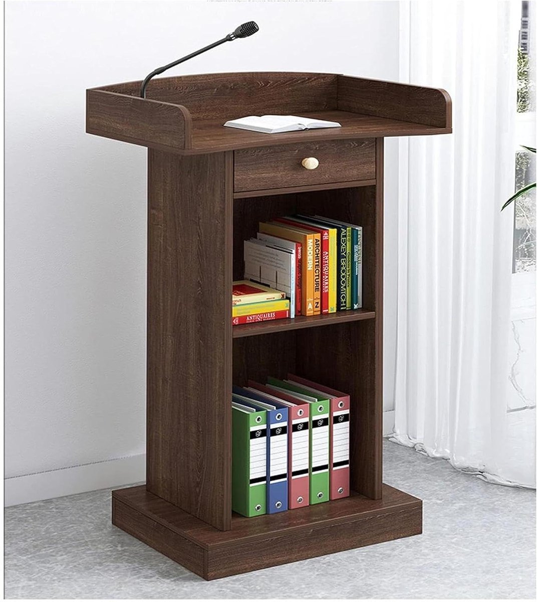 Lessenaars Bureau - Podium Tafel - Presenteren Vergaderen - Met Lade Opbergers - 60x42x120cm - Eikenkleur