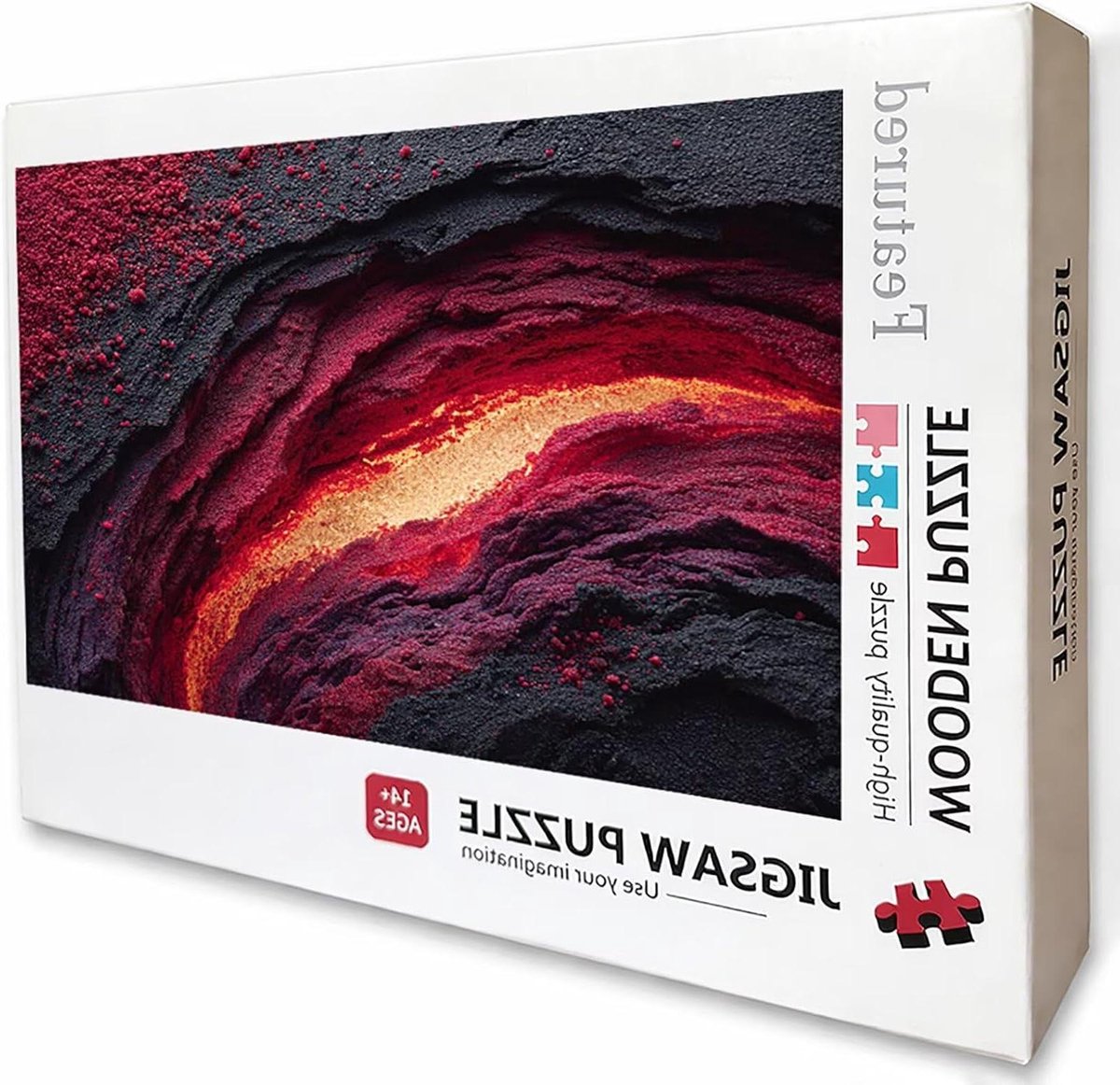 Houten Puzzel - Legpuzzel Volwassenen - Ontspannende Vrije Tijd - Achterkant met Letters - 122 x 81 cm - Rood