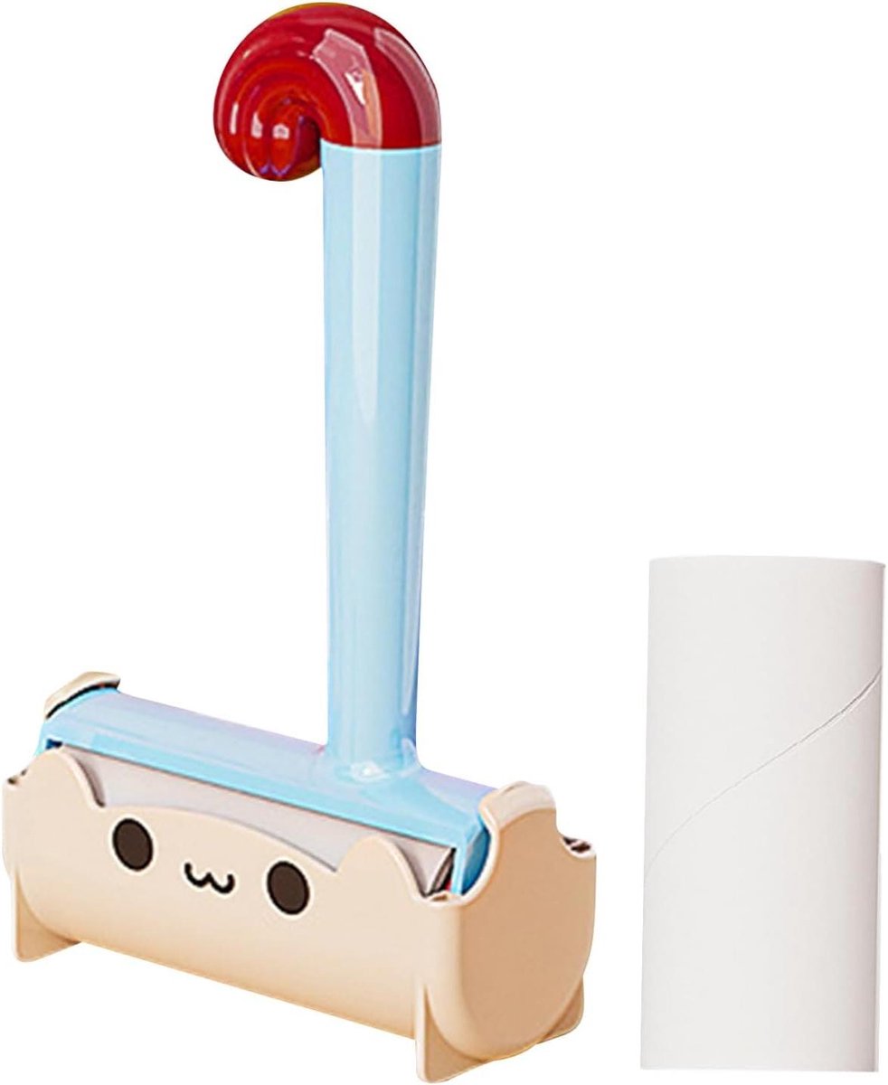 Kattenhaarverwijderaar Roller - Dierenhaarverwijderaar Plakroller - Meubels Schoonmaken - Schattig Kattenontwerp - 202 cm - Wit