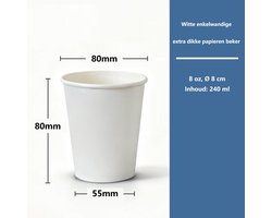 ATXANC Witte Koffiebekers 240 ml (8 oz) – 100 Stuks – Stevige Papieren Wegwerp Bekers – Kartonnen Drinkbekers voor Koffie en Thee – Geschikt voor Take-away, Reizen, Picknick & Catering