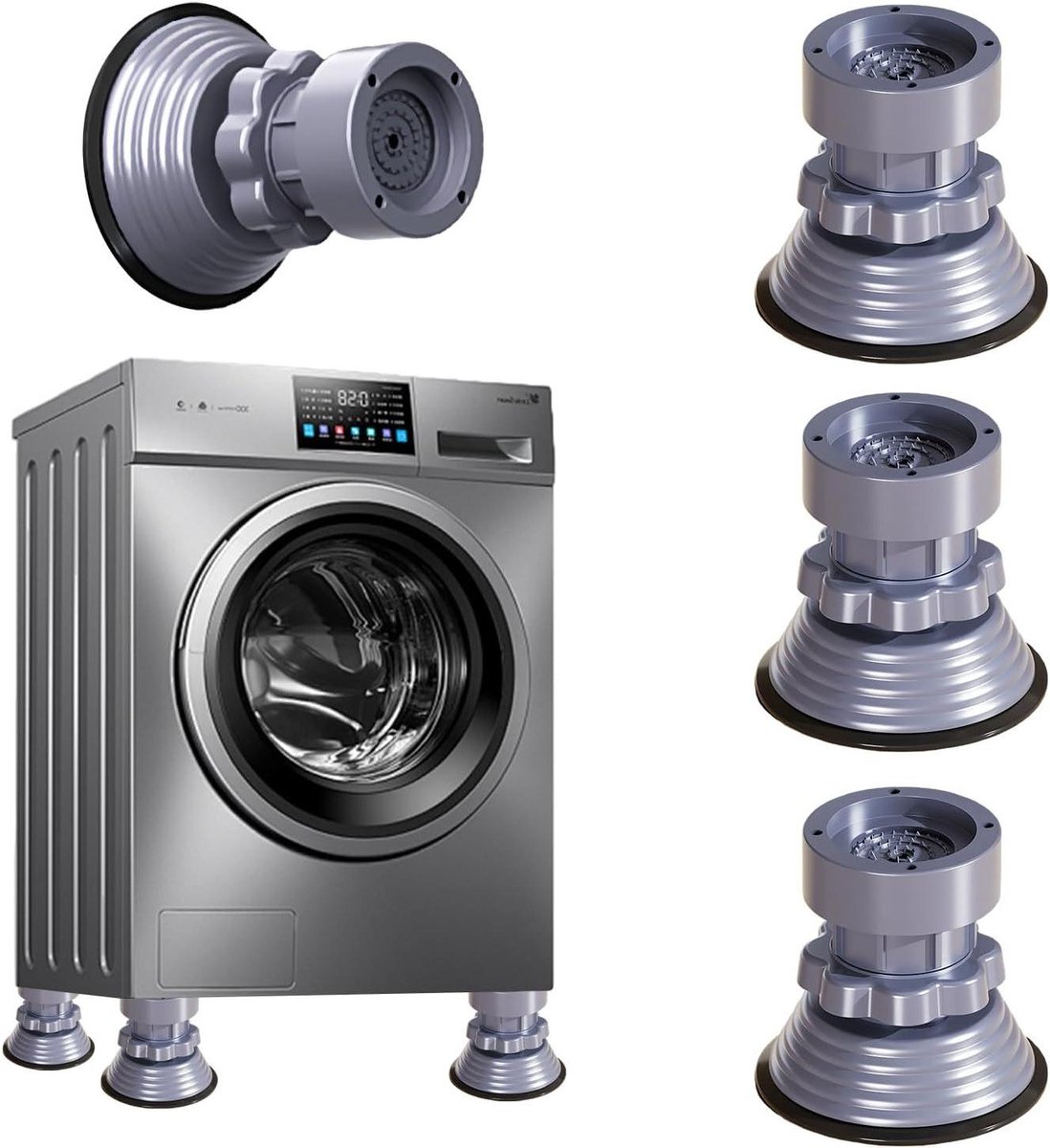 Wasmachine Trillingsdempers - Anti-slip Voetjes - Apparaten Stabiliseren - Geluidsreducerend Ontwerp - 85-12 cm - Zwart