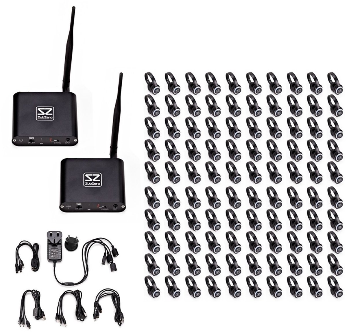 SubZero UHF Silent Disco-systeem, 100 stuks
