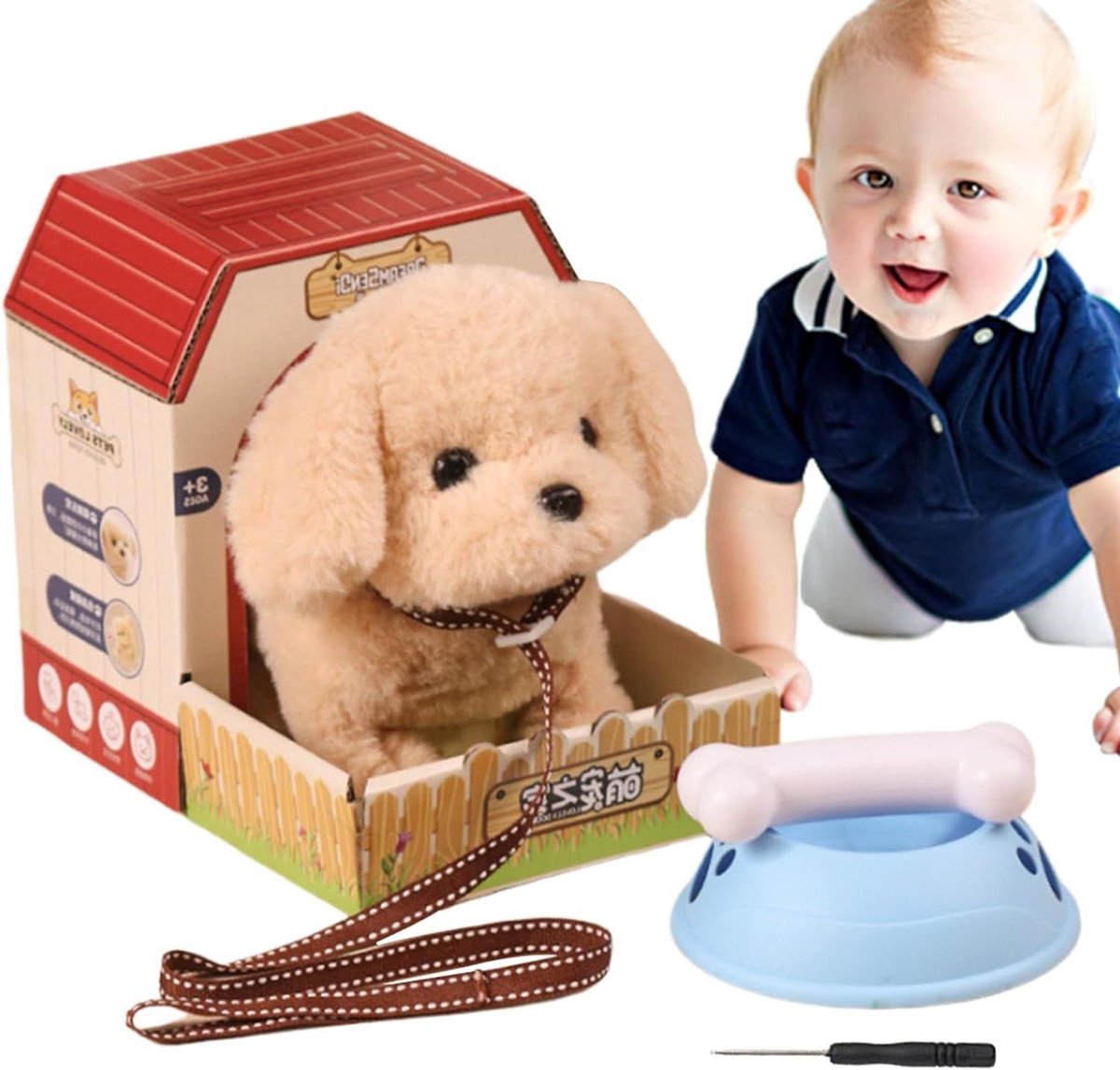 Elektrische Hond - Speelgoed Hond - Kinderen Amuseren - Blaft en Loopt - 18 x 15 x 13 cm - Meerkleurig