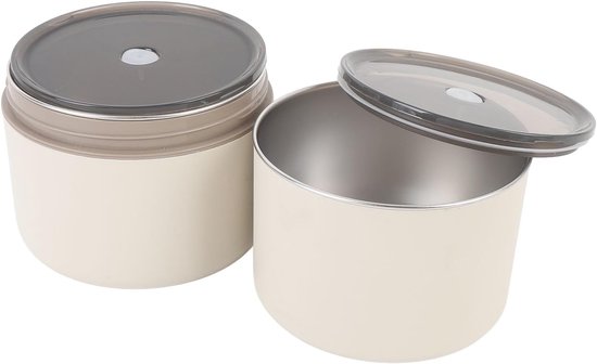 Geïsoleerde Lunchbox - Voedselcontainer Thermos - Warme Maaltijden Meenemen - Roestvrijstalen Dubbellaags - 2200 cc - Beige — afbeelding 5