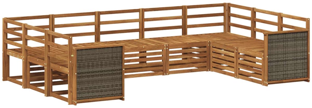 vidaXL Buiten - bank - set - 9 - st - 9-zits - Naturel - Massief - Acacia - Hout