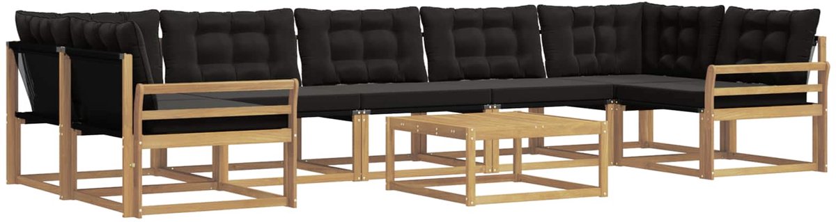 vidaXL Buiten - bank - set - 8 - st - 7-zits - Wit - en - zwart Wit en zwart