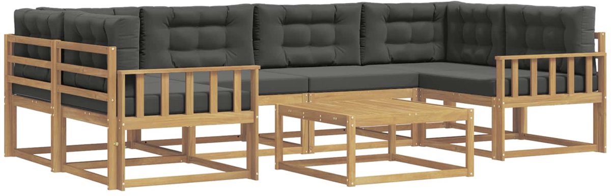 vidaXL Buiten - bank - set - 5 - st - 6-zits - Wit - en - antracietkleurig Wit en antracietkleurig