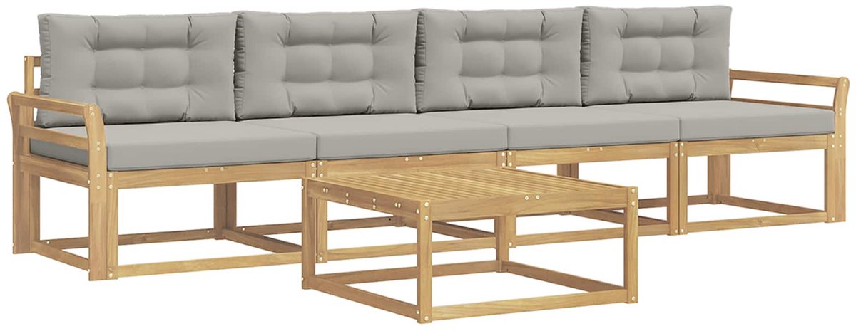 vidaXL Buiten - bank - set - 4 - st - 4-zits - Wit - en - Lichtgrijs Wit en Lichtgrijs