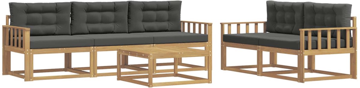 vidaXL Buiten - bank - set - 6 - st - 5-zits - Wit - en - antracietkleurig Wit en antracietkleurig