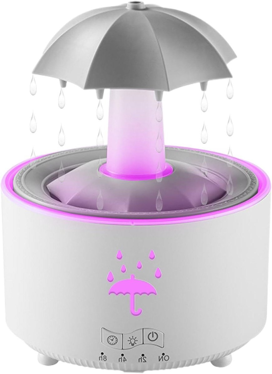 Luchtbevochtiger Paraplu - Mist Diffuser - Slaapkamer Ontspanning - Roterend Mistlandschap - 195 x 14 x 195 cm - Wit