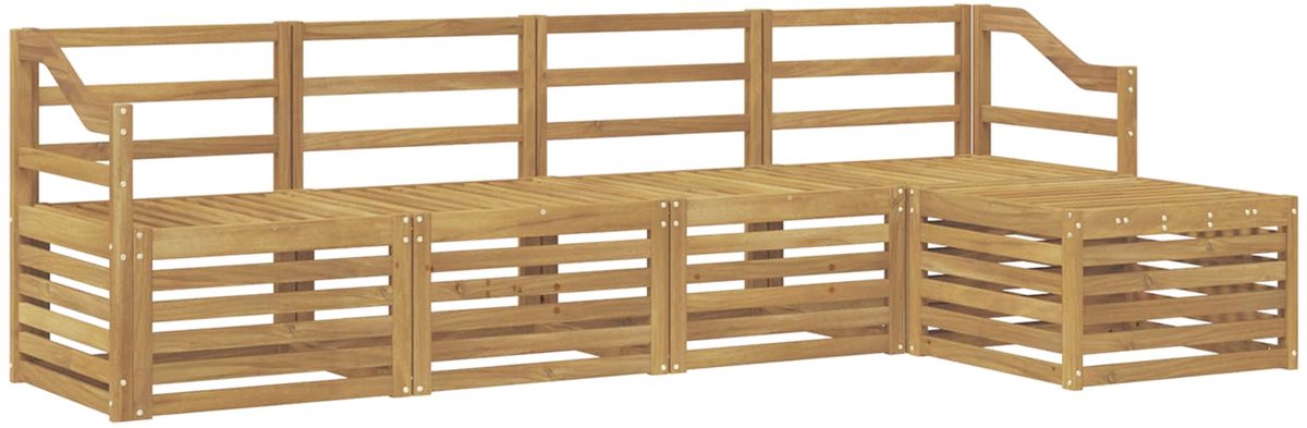 vidaXL Buiten - bank - set - 5 - st - 5-zits - Wit - Massief - Acacia - Hout