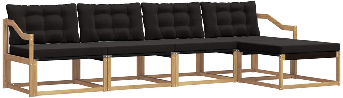 vidaXL Buiten - bank - set - 5 - st - 5-zits - Wit - en - zwart Wit en zwart